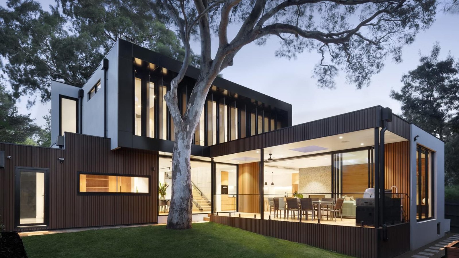 Modern residential development in Costa Rica at dusk